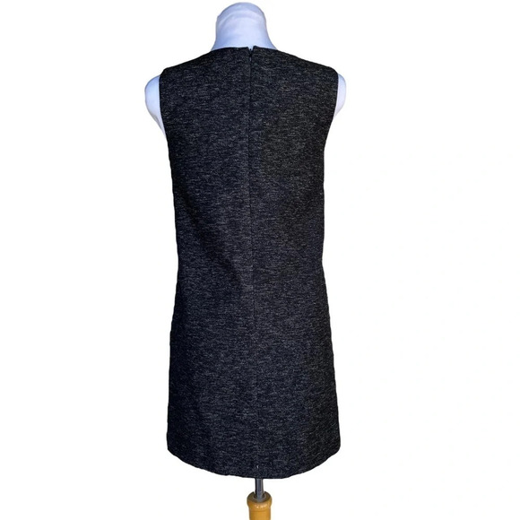 THEORY Sz 2 Cambree Black Virgin Wool Blend Tweed Career Sleeveless Shift Dress - Picture 2 of 2